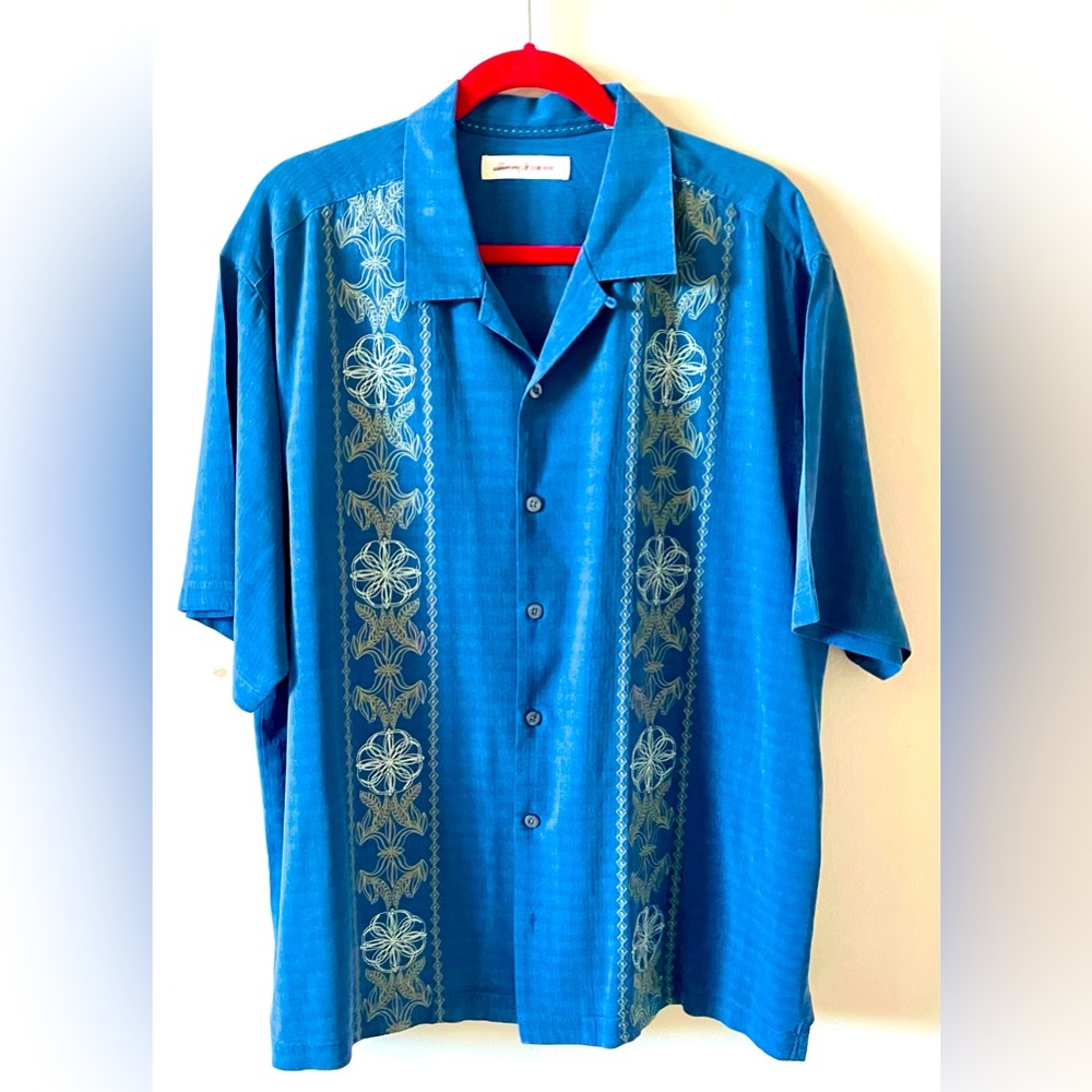 Tommy Bahama Blue Detailed Silk Shirt